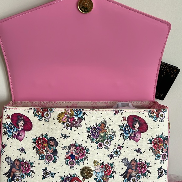 NWT Loungefly Disney Princess Tattoo Crossbody Bag - Picture 5 of 14